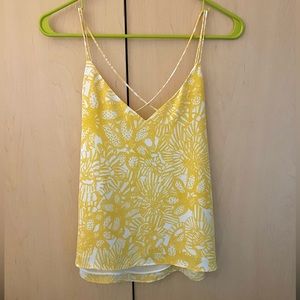 H&M Yellow Flowy Patterned Tank Top